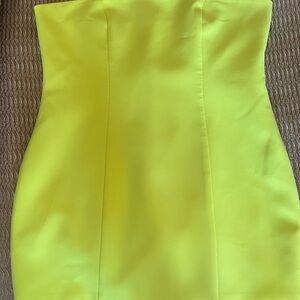 Retrofete Neon Yellow Strapless Mini Dress